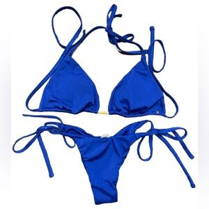 Adara Bikini Size Large Royal Blue Miami Style Cheeky Triangle Tanning Beach New